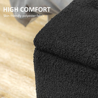 Modern Storage Bench, Ottoman with Storage and Lamb's Wool Upholstery for Living Room, Bedroom, Black