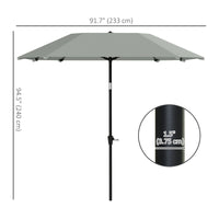 7.6FT Aluminum Patio Umbrella Parasol 8 Ribs Outdoor Market Umbrella with Crank, Push Button Tilt for Deck, Backyard and Lawn, Light Grey