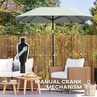 7.6FT Aluminum Patio Umbrella Parasol 8 Ribs Outdoor Market Umbrella with Crank, Push Button Tilt for Deck, Backyard and Lawn, Light Grey