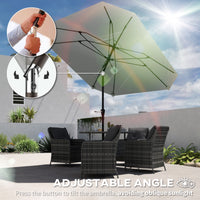 7.6FT Aluminum Patio Umbrella Parasol 8 Ribs Outdoor Market Umbrella with Crank, Push Button Tilt for Deck, Backyard and Lawn, Light Grey