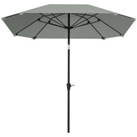 7.6FT Aluminum Patio Umbrella Parasol 8 Ribs Outdoor Market Umbrella with Crank, Push Button Tilt for Deck, Backyard and Lawn, Light Grey