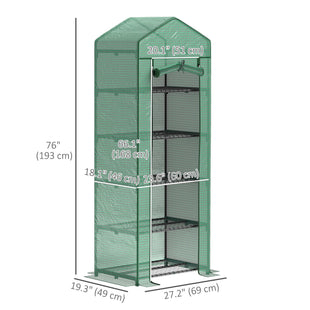 5 Tier Mini Greenhouse, Portable Outdoor Flower Stand with Shelf Clips, Indoor Greenhouse with Steel Frame, Transparent, 27.25" x 19.25" x 76", Green