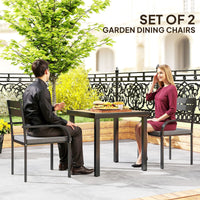 2 Piece Outdoor Dining Chairs with Aluminum Frame, Soft Cushion, for Deck, Garden, Balcony, Poolside, Grey