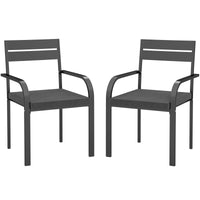 2 Piece Outdoor Dining Chairs with Aluminum Frame, Soft Cushion, for Deck, Garden, Balcony, Poolside, Grey