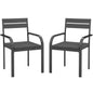2 Piece Outdoor Dining Chairs with Aluminum Frame, Soft Cushion, for Deck, Garden, Balcony, Poolside, Grey