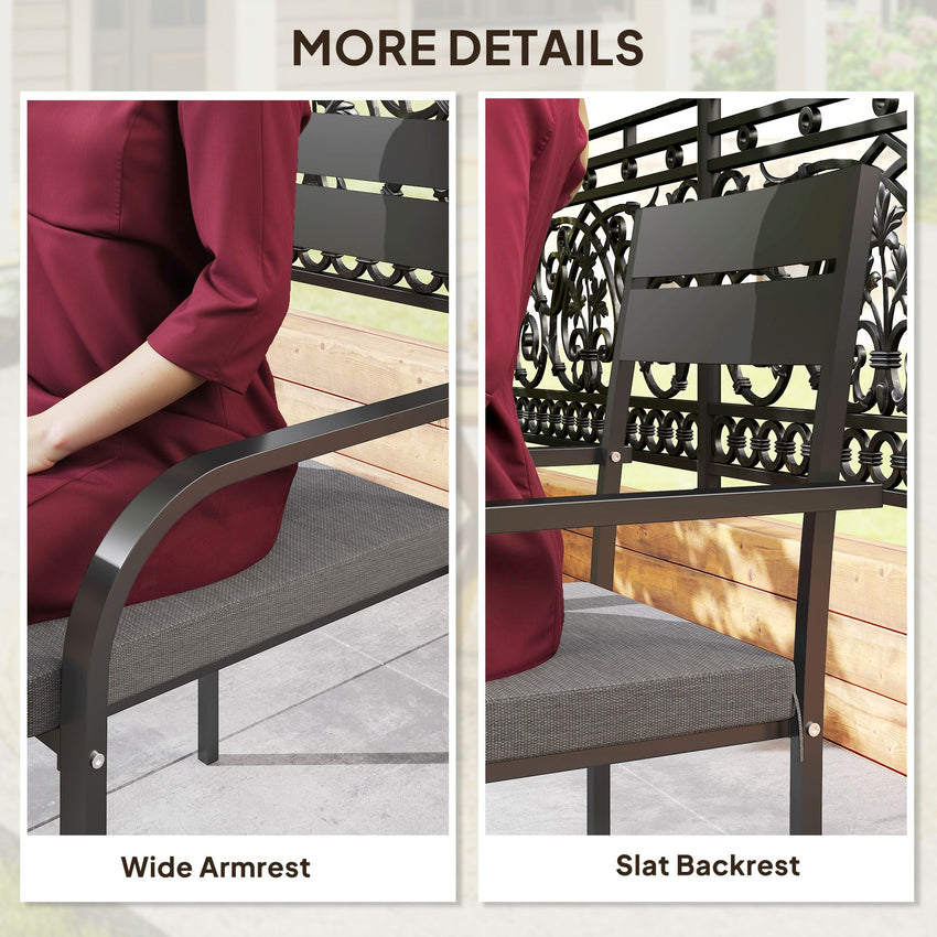 2 Piece Outdoor Dining Chairs with Aluminum Frame, Soft Cushion, for Deck, Garden, Balcony, Poolside, Grey