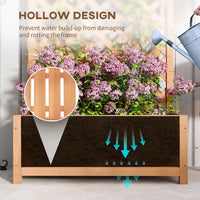Wood Planter with Trellis for Vine Climbing, Raised Garden Bed to Grow Vegetables for Backyard, 30" x 14" x 67", Brown
