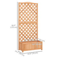 Wood Planter with Trellis for Vine Climbing, Raised Garden Bed to Grow Vegetables for Backyard, 30" x 14" x 67", Brown