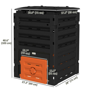 Compost Bin, Garden Composter with 80 Vents and 2 Sliding Doors, 120 Gallon (450L), Orange