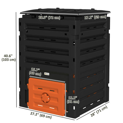 Compost Bin, Garden Composter with 80 Vents and 2 Sliding Doors, 120 Gallon (450L), Orange