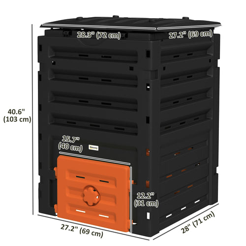 Compost Bin, Garden Composter with 80 Vents and 2 Sliding Doors, 120 Gallon (450L), Orange