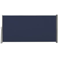 118" x 63" Outdoor Folding Privacy Screen Retractable Side Awning Patio with Resistance to UV Rays and Wind Dark Blue