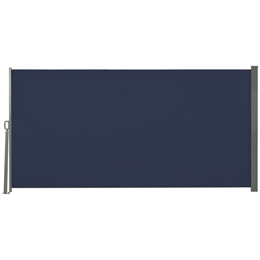 118" x 63" Outdoor Folding Privacy Screen Retractable Side Awning Patio with Resistance to UV Rays and Wind Dark Blue