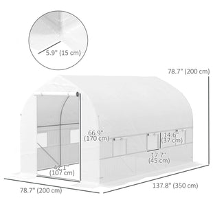 11.5' x 6.6' x 6.6' Portable Walk-In Tunnel Greenhouse Garden Warm House - White