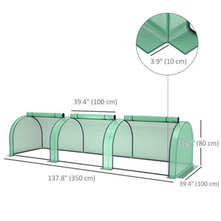 Mini Tunnel Greenhouse with PE Cover Garden Green Grow Shed with Steel Frame Zipped Doors, Green