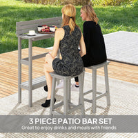 3 Piece Patio Bar Set with 43"H Bar Table and 2 Bar Stools, for Balcony, Backyard, Porch