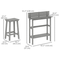 3 Piece Patio Bar Set with 43"H Bar Table and 2 Bar Stools, for Balcony, Backyard, Porch