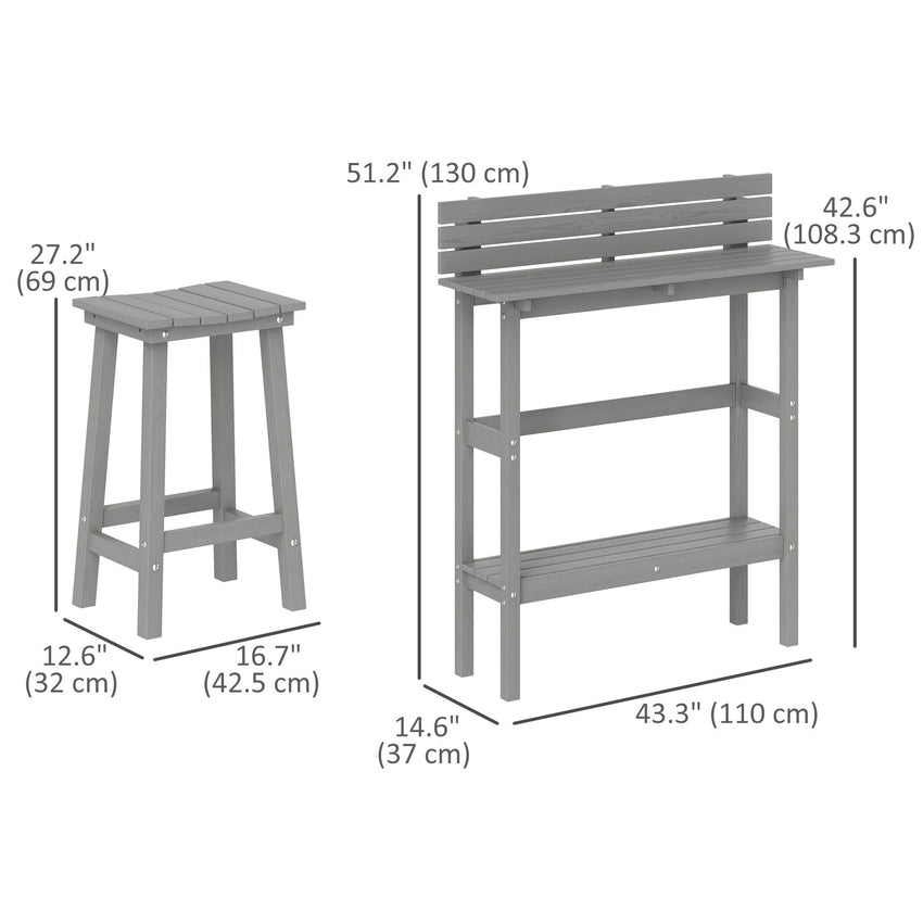 3 Piece Patio Bar Set with 43"H Bar Table and 2 Bar Stools, for Balcony, Backyard, Porch