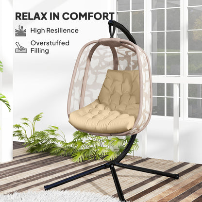 Outdoor Swing Cushion, Tufted Patio Cushion Replacement for Garden Chair Egg Chair, Indoor Outdoor Seat Cushion, Beige