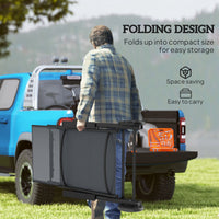 Outdoor Lounge Chair, 5-Level Adjustable Folding Chaise Chair with 2 Wheels for Backyard, Beach, Poolside, Grey