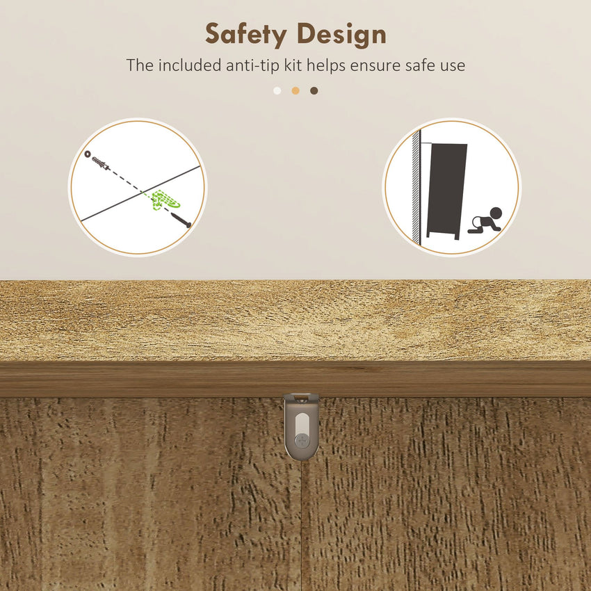 41" Rattan Kitchen Storage Cabinet, Food Pantry Cabinet with 5-Tier Shelf 12 Spice Racks Adjustable Shelves Natural