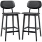 Bar Stools Set of 2, PU Leather Counter Height Barstools, Bar Chairs with Footrest and Solid Wood Legs, Black
