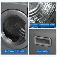 Compact Laundry Dryer Machine, 1300W, 3.22 Cu. Ft. Electric Portable Clothes Dryer with 7 Drying Modes for Apartment or Dorm, Grey