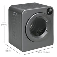 Compact Laundry Dryer Machine, 1300W, 3.22 Cu. Ft. Electric Portable Clothes Dryer with 7 Drying Modes for Apartment or Dorm, Grey