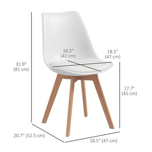 Modern Dining Table Chairs Set of 4, Rubber Wood Kitchen Table Chairs with PU Leather Cushion for Living Room, Bedroom