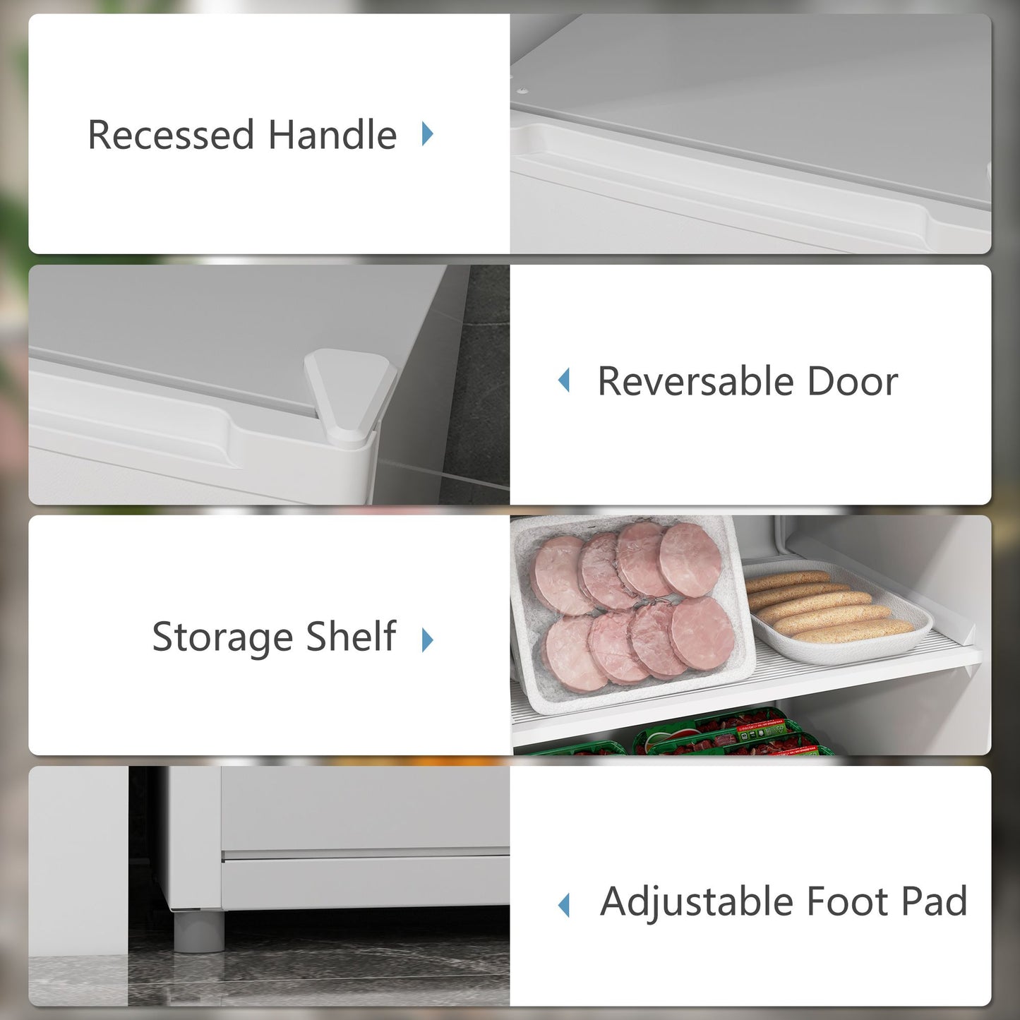 Upright Freezer, 3 Cu.Ft Mini Freezer with Reversible Single Door, Adjustable Thermostat for Home, Dorm, White
