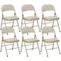Set of 6 Metal Foldable Chairs, Linen Fabric Padded Folding Chairs with Cushion Seat and Open Back for Indoor, Beige