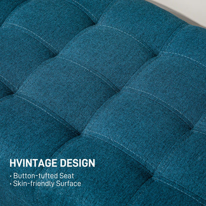 Storage Ottoman, Linen Fabric End of Bed Bench with Button Tufted Storage Bench for Bedroom, Blue