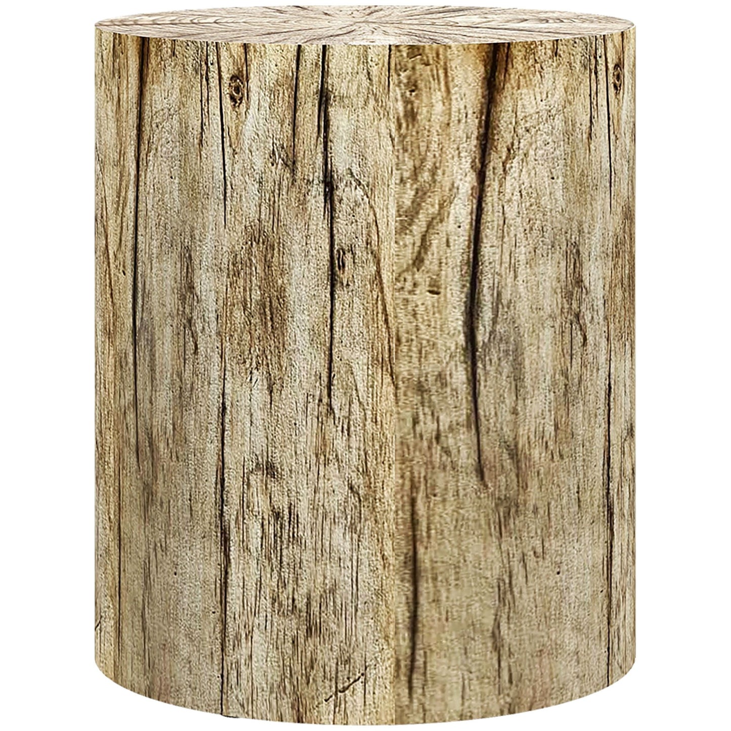 17" Tall Tree Stump End Table, Concrete Sofa Side Table for Indoor and Outdoor Use, Garden Stool, Natural