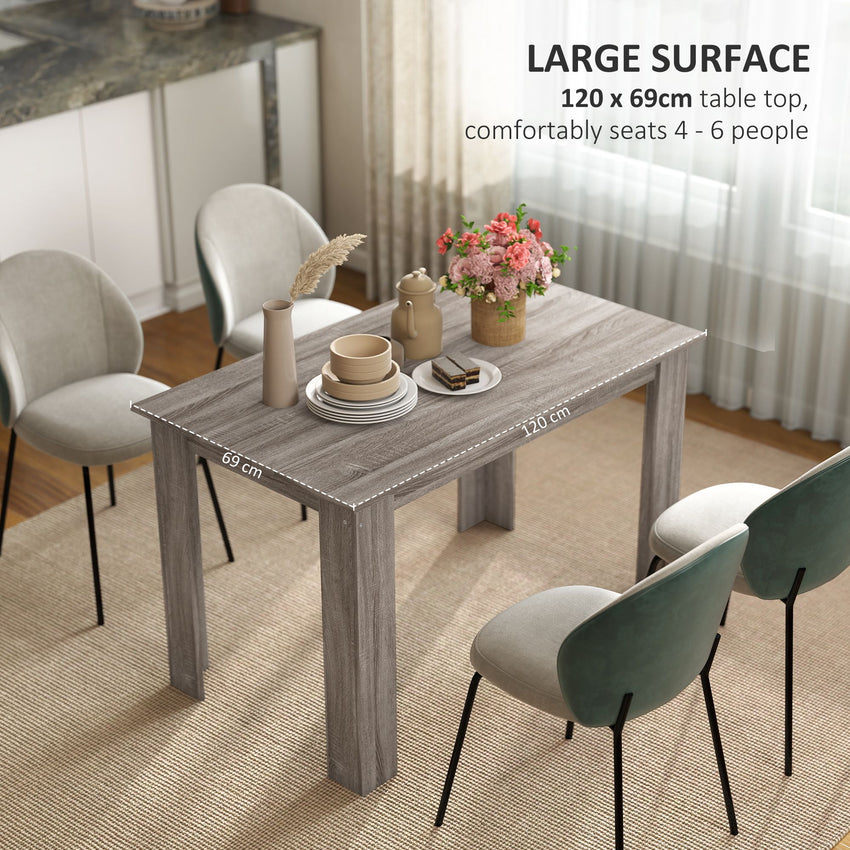 47" Kitchen Table for 4-6 People, Dining Table with Wood Effect for Dining Room, Light Grey