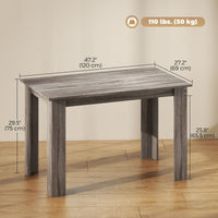 47" Kitchen Table for 4-6 People, Dining Table with Wood Effect for Dining Room, Light Grey
