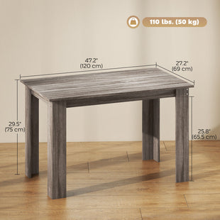 47" Kitchen Table for 4-6 People, Dining Table with Wood Effect for Dining Room, Light Grey