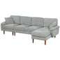 L-Shape Sofa, Modern Sectional Couch with Changeable Chaise Lounge, Pillows and Wooden Legs for Living Room, Grey