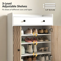 Shoe Cabinet for Entryway, Modern Shoe Storage Cabinet with Adjustable Shelves and Drawer for 12 Pairs, White