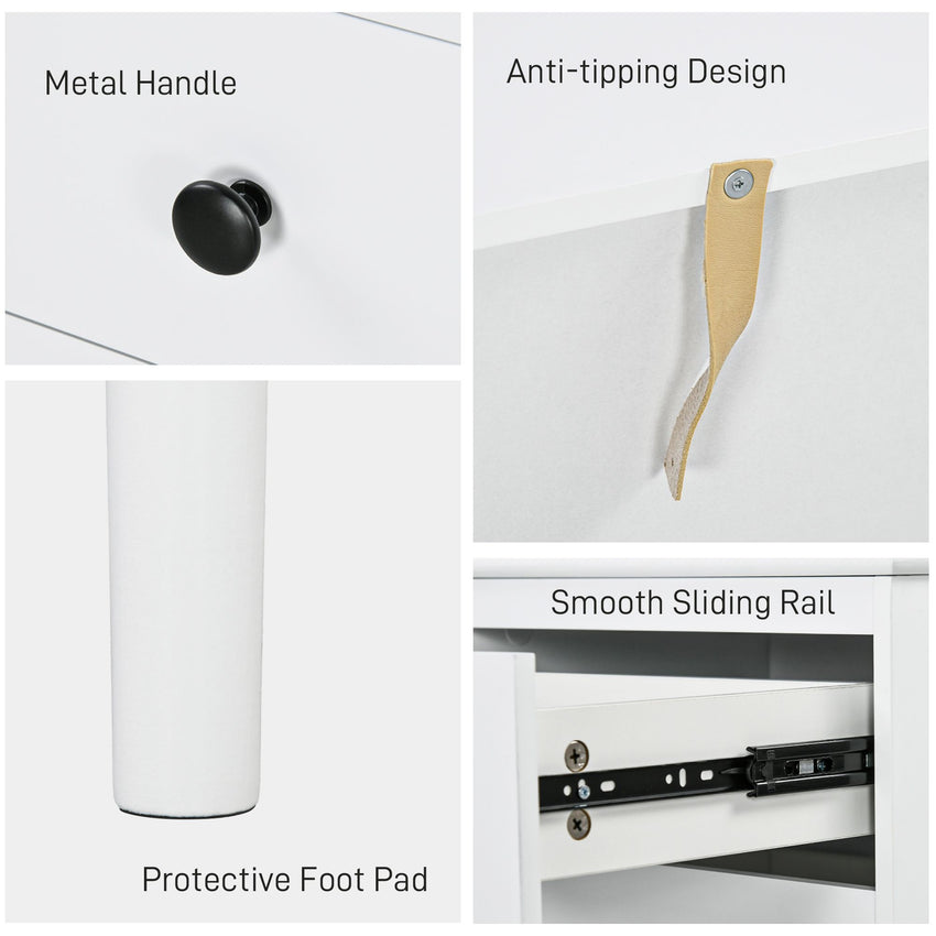 Set of Two Three-Drawer Modern Bedside Tables for Bedroom, White