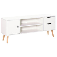 TV Stand for TVs up to 50", TV Cabinet with Shelves, Drawers and Cable Hole, Entertainment Unit for Living Room, White