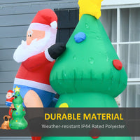 5.9ft Inflatable Christmas Tree, Santa Claus, Dog, LED Lights, Indoor, Outdoor, Home, Garden, Lawn, Decoration