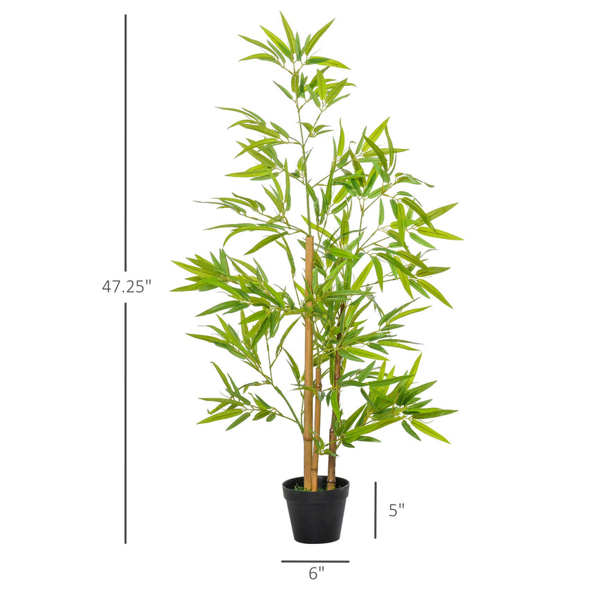 Artificial Bamboo Tree, 4ft Fake Tree with Realistic Leaf and Natural Trunk, Decorative Plant in Nursery