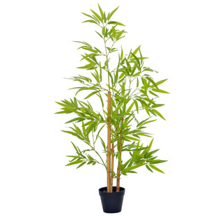 Artificial Bamboo Tree, 4ft Fake Tree with Realistic Leaf and Natural Trunk, Decorative Plant in Nursery