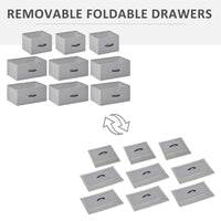 Dresser for Bedroom with 9 Drawers, 4-Tier Fabric Chest of Drawers, Tall Dresser Storage Tower with Steel Frame and Wooden Top for Closets, Nursery Room, Grey