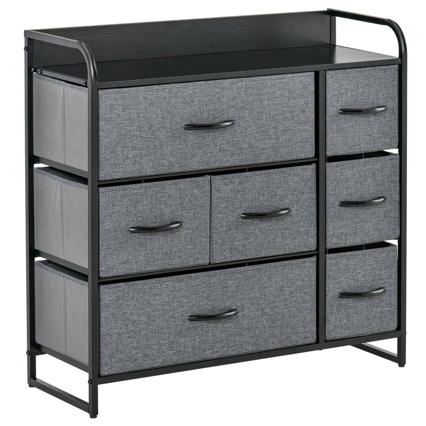 7-Bin Dresser Storage Tower Cabinet Organizer Unit, Easy Pull Fabric Bins with Metal Frame for Bedroom