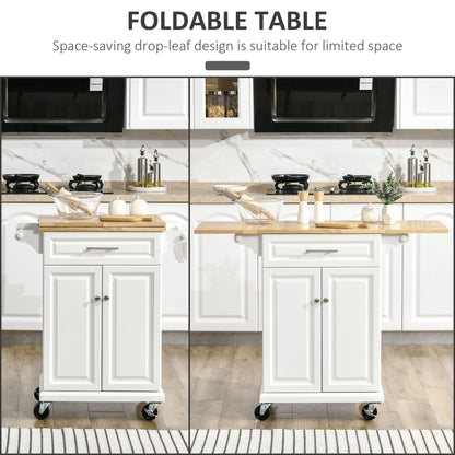 Kitchen Island Cart on Wheels with Extended Counter Drawer Cabinet Towel Racks