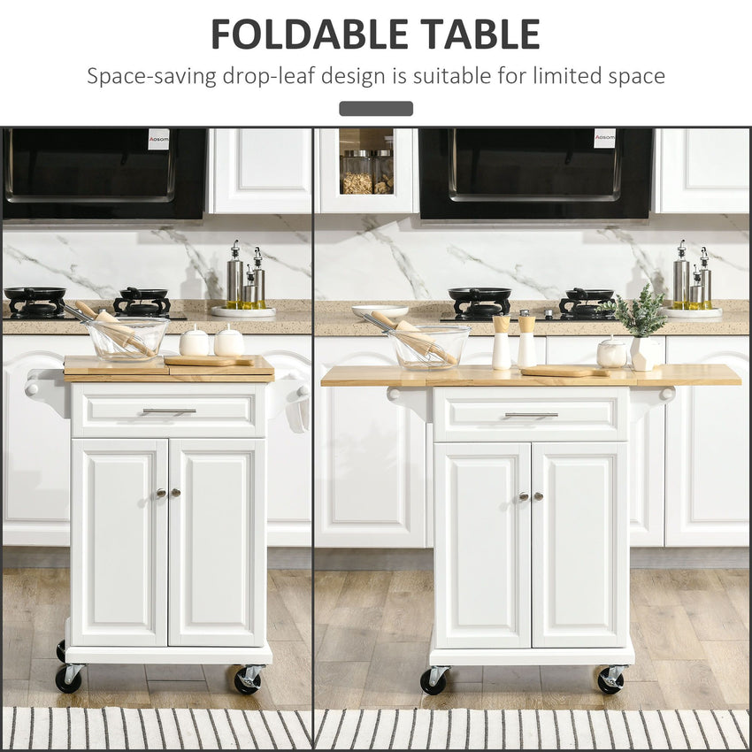 Kitchen Island Cart on Wheels with Extended Counter Drawer Cabinet Towel Racks