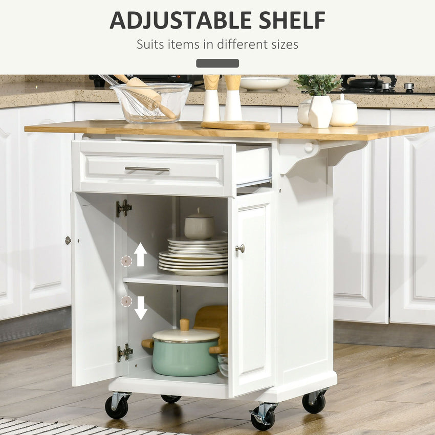 Kitchen Island Cart on Wheels with Extended Counter Drawer Cabinet Towel Racks