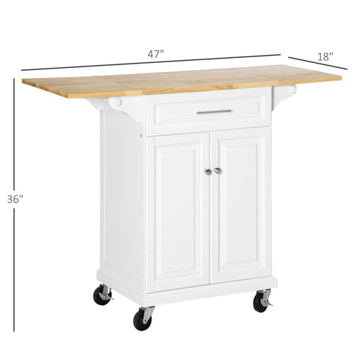 Kitchen Island Cart on Wheels with Extended Counter Drawer Cabinet Towel Racks