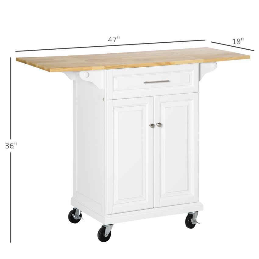 Kitchen Island Cart on Wheels with Extended Counter Drawer Cabinet Towel Racks